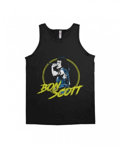 Bon Scott Unisex Tank Top | Circular Pop Art Yellow Shirt $9.23 Shirts