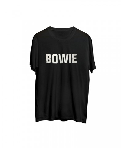 David Bowie White Bowie Text Black T-Shirt $12.00 Shirts