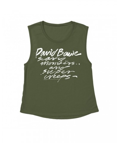 David Bowie Ladies' Muscle Tank Top | Scary Monsters And Super Creeps Shirt $13.18 Shirts