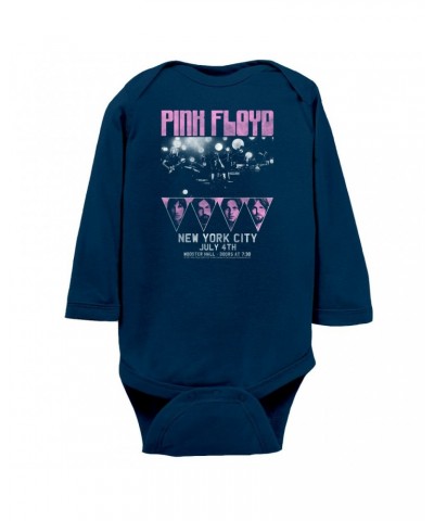 Pink Floyd Long Sleeve Bodysuit | New York City 4th Of July Concert Poster Pink Bodysuit $10.90 Shirts